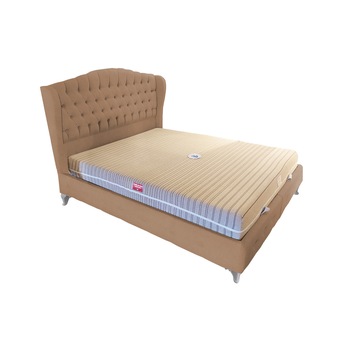 Pat tapitat Dream Cappuccino, MobAmbient, cu tablie Chesterfield din catifea, somiera metalica rabatabila, lada de depozitare, pentru saltea 160 x 200 cm Pat tapitat Dream Cappuccino, MobAmbient, cu tablie Chesterfield din catifea, somiera metalica rabatabila, lada de depozitare, pentru saltea 160 x 200 cm