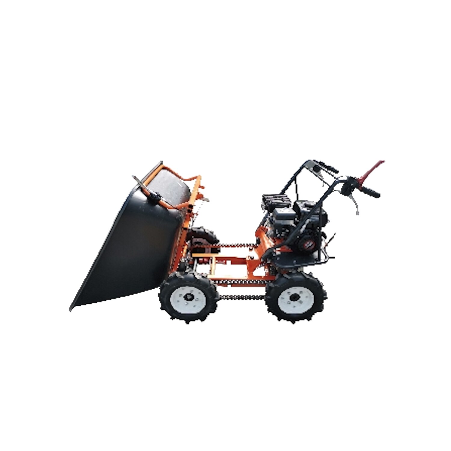 Mini transportor EDW300E cu motor Loncin de 6.5HP, pornire electrica, pe 4 roti, incarcare maxima 300kg.