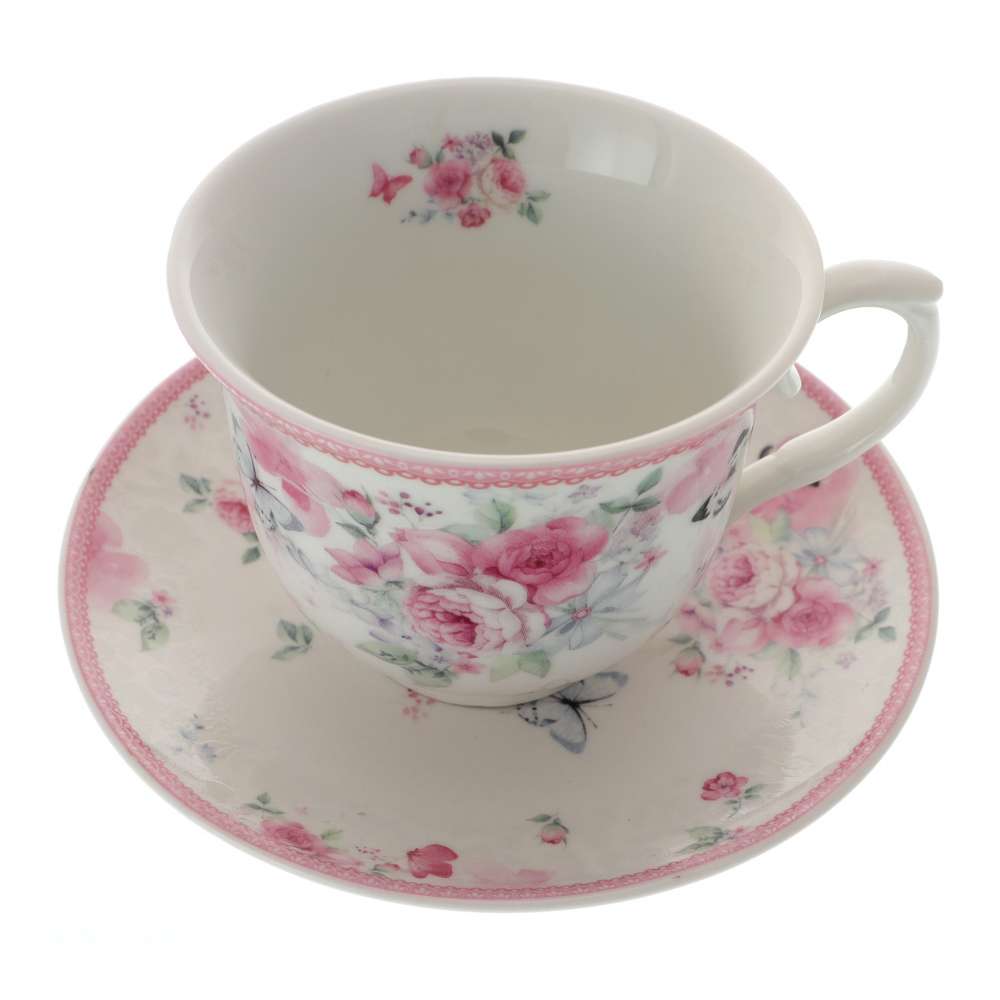 Set 6 Cesti Portelan Pink Butterfly 150 ml