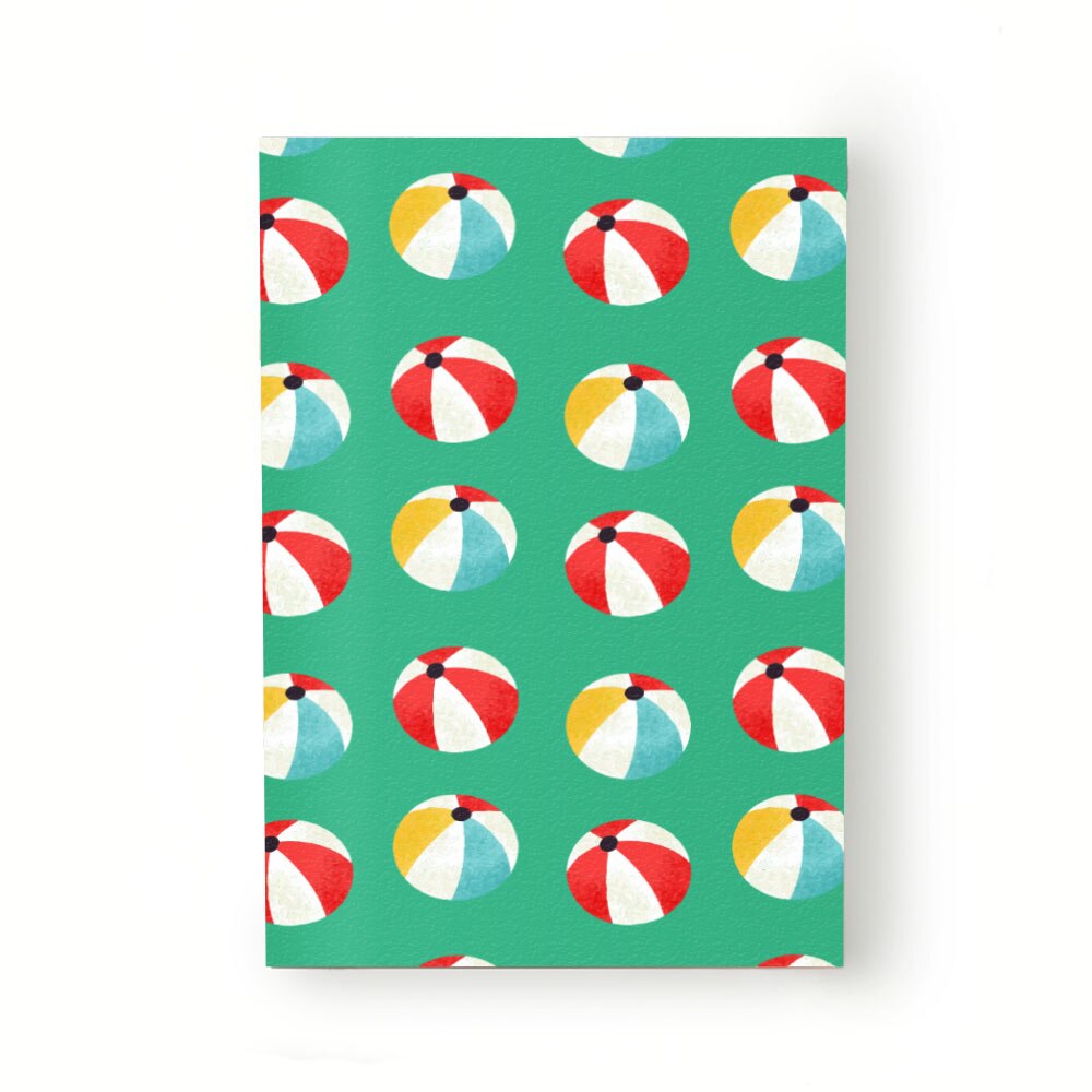 Caiet tip Agenda Heartwork cu muchie cusuta, Mingi de plaja fundal verde, Latime 140 mm x Inaltime 200 mm