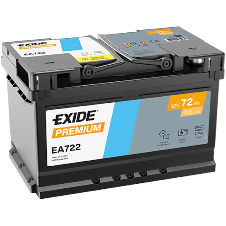 Baterie auto Exide Premium 72Ah 720A EA722 720