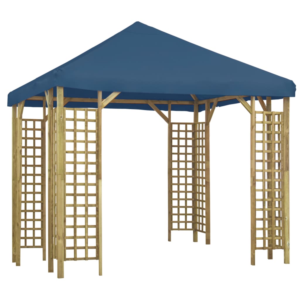 Pavilion de gradina, vidaXL, Textil/Lemn masiv de pin tratat, 3 x 3 m, Albastru
