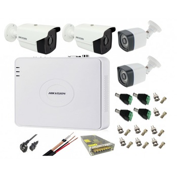 Kit 4 camere supraveghere exterior 2MP, IR 40m & IR 20m + DVR 4 canale TurboHD + Sursa + Cablu + Mufe Kit 4 camere supraveghere exterior 2MP, IR 40m & IR 20m + DVR 4 canale TurboHD + Sursa + Cablu + Mufe