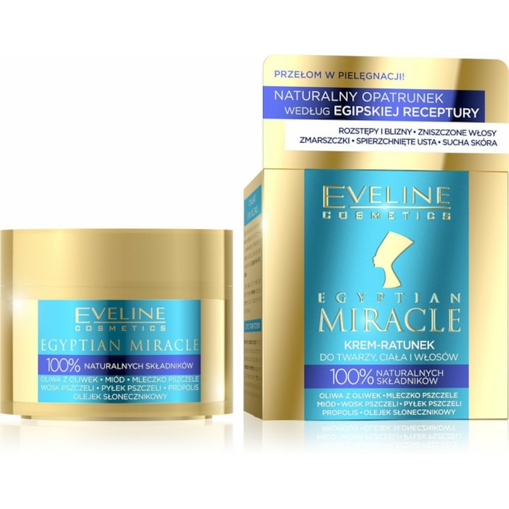 Крем с възстановяващ ефект Eveline Egyptian Miracle, За лице, тяло и коса, 100% Kатурални съставки, 40 мл