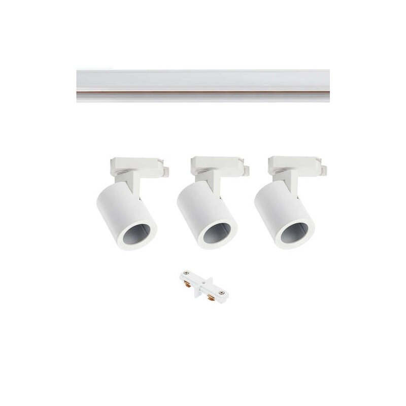 Set 3 proiectoare x GU10 maxim 50w cu sina monofazata 1ml alba