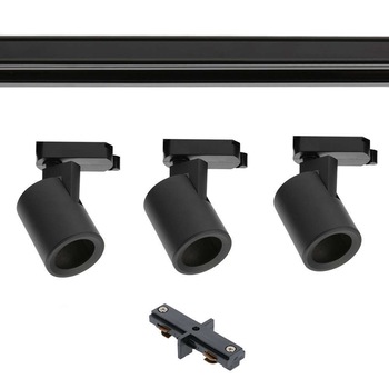 Set 3 proiectoare x GU10 maxim 50w cu sina monofazata 1ml neagru Set 3 proiectoare x GU10 maxim 50w cu sina monofazata 1ml neagru