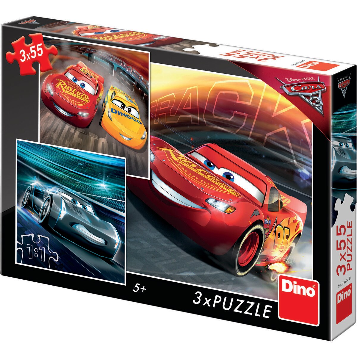 Puzzle Dino Toys 3 in 1 - Cars 3: Cursa cea mare (55 piese)