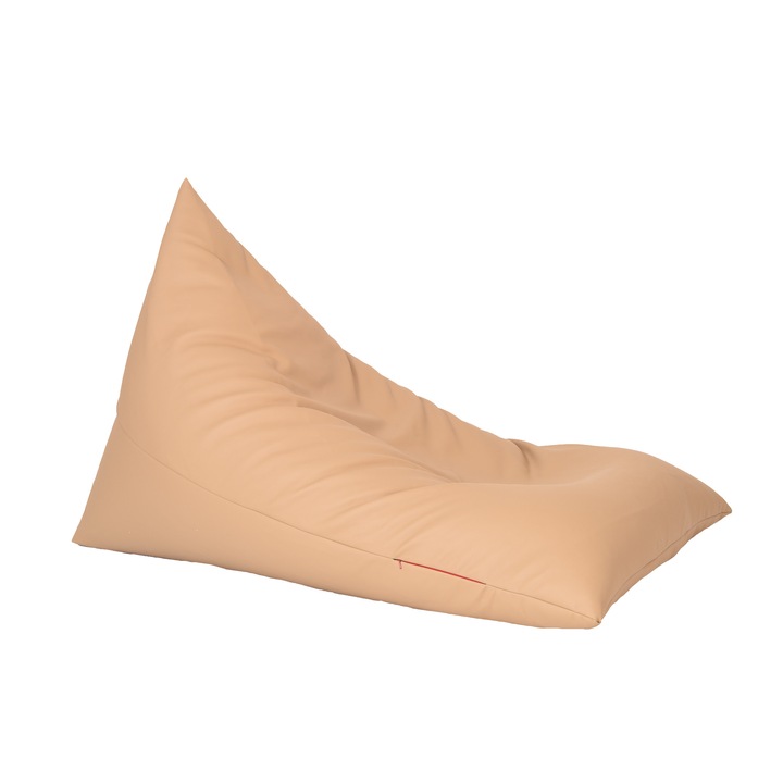 Fotoliu sac, Pufrelax Kudos - Nude (GAMA PREMIUM PU) umplut cu perle polistiren