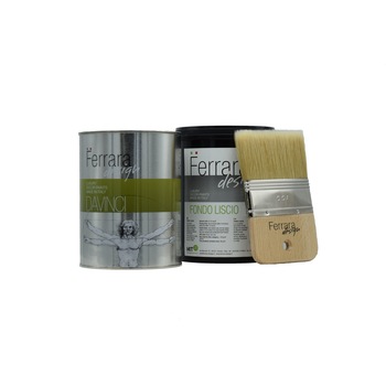 Set de 3 buc, vopsea decorativa Davinci argintiu 1l + amorsa speciala Fondo liscio 1l + pensula Ferrara Design Set de 3 buc, vopsea decorativa Davinci argintiu 1l + amorsa speciala Fondo liscio 1l + pensula Ferrara Design