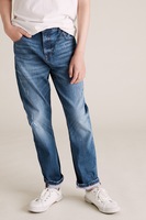 Marks & Spencer, Blugi regular fit cu detalii cu aspect deteriorat, Albastru, 122-128 CM Standard