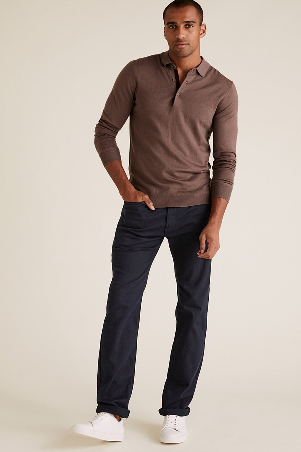 Marks & Spencer, Blugi elastici cu croiala dreapta, Bleumarin