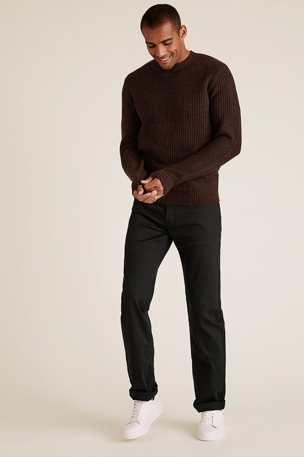 Marks & Spencer, Blugi elastici cu croiala dreapta, Negru