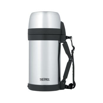 Termos universal pentru mancare si bauturi cu doua cani, inox, gri, 1400 ml Termos universal pentru mancare si bauturi cu doua cani, inox, gri, 1400 ml