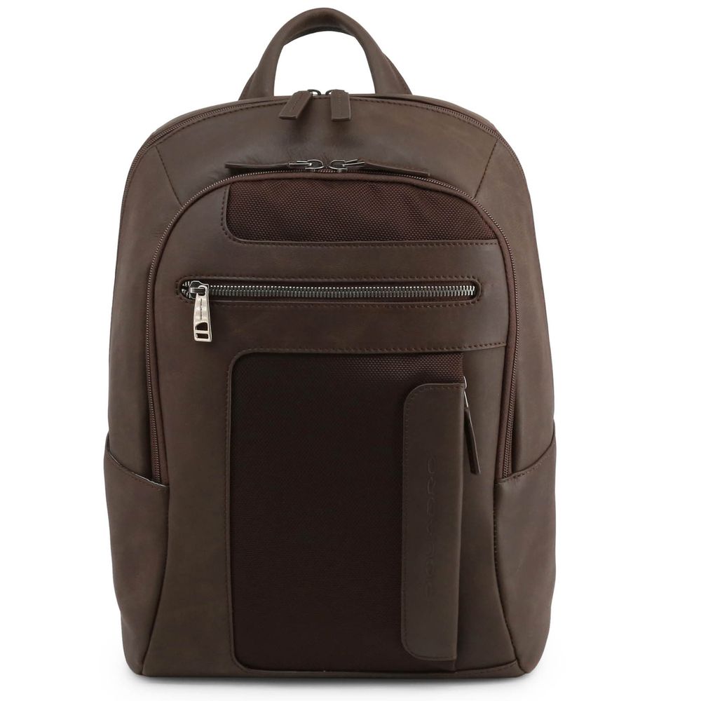 Geanta Piquadro, din piele naturala si tesut, portlaptop 14'', BOUTCA3214FR/M, maro