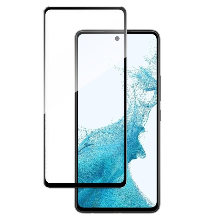 Стъклен Протектор за Samsung Galaxy A53, Tempered Glass, Цялостно покритие и залепване, Черен