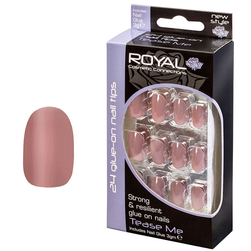 Set 24 Unghii False ROYAL Glue-On Nail Tips, Tease Me, Adeziv Inclus 3 g