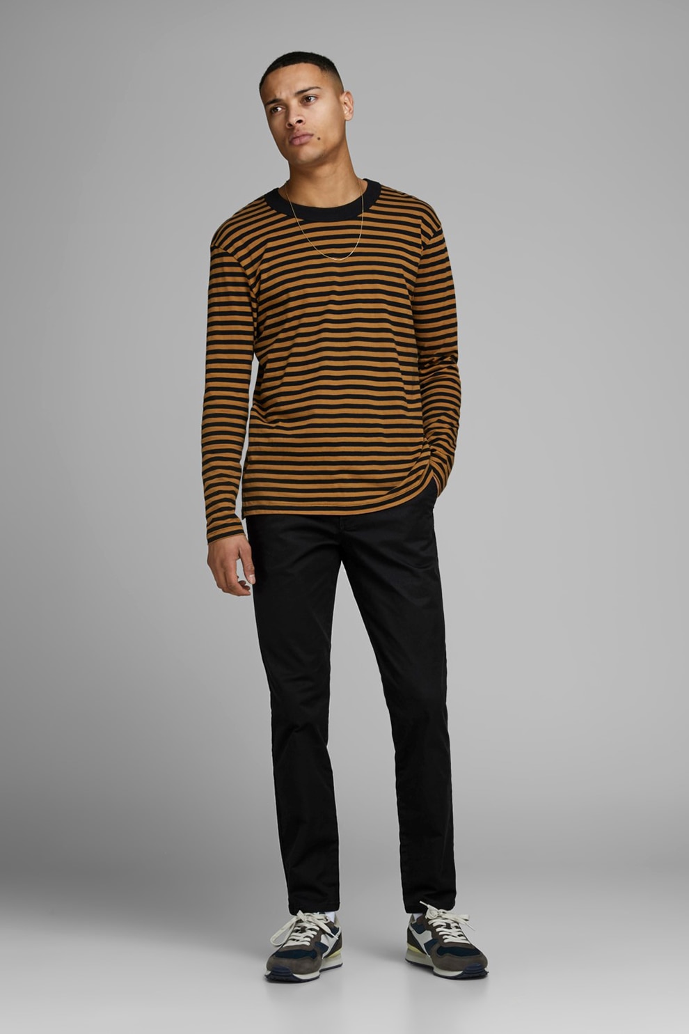 Jack&Jones, Pantaloni chino conici Cody, Negru, W31-L32