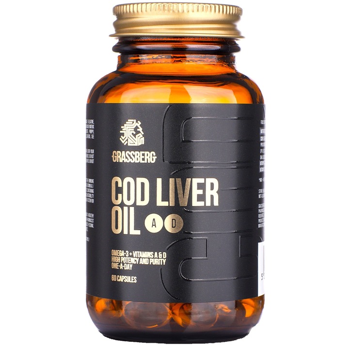 Supliment alimentar Grassberg Cod Liver Oil + A + D, 60 sgels