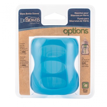 Protectie din silicon pentru biberoanele din sticla cu gat larg, Dr. Brown' s, 150 ml, albastru Protectie din silicon pentru biberoanele din sticla cu gat larg, Dr. Brown' s, 150 ml, albastru