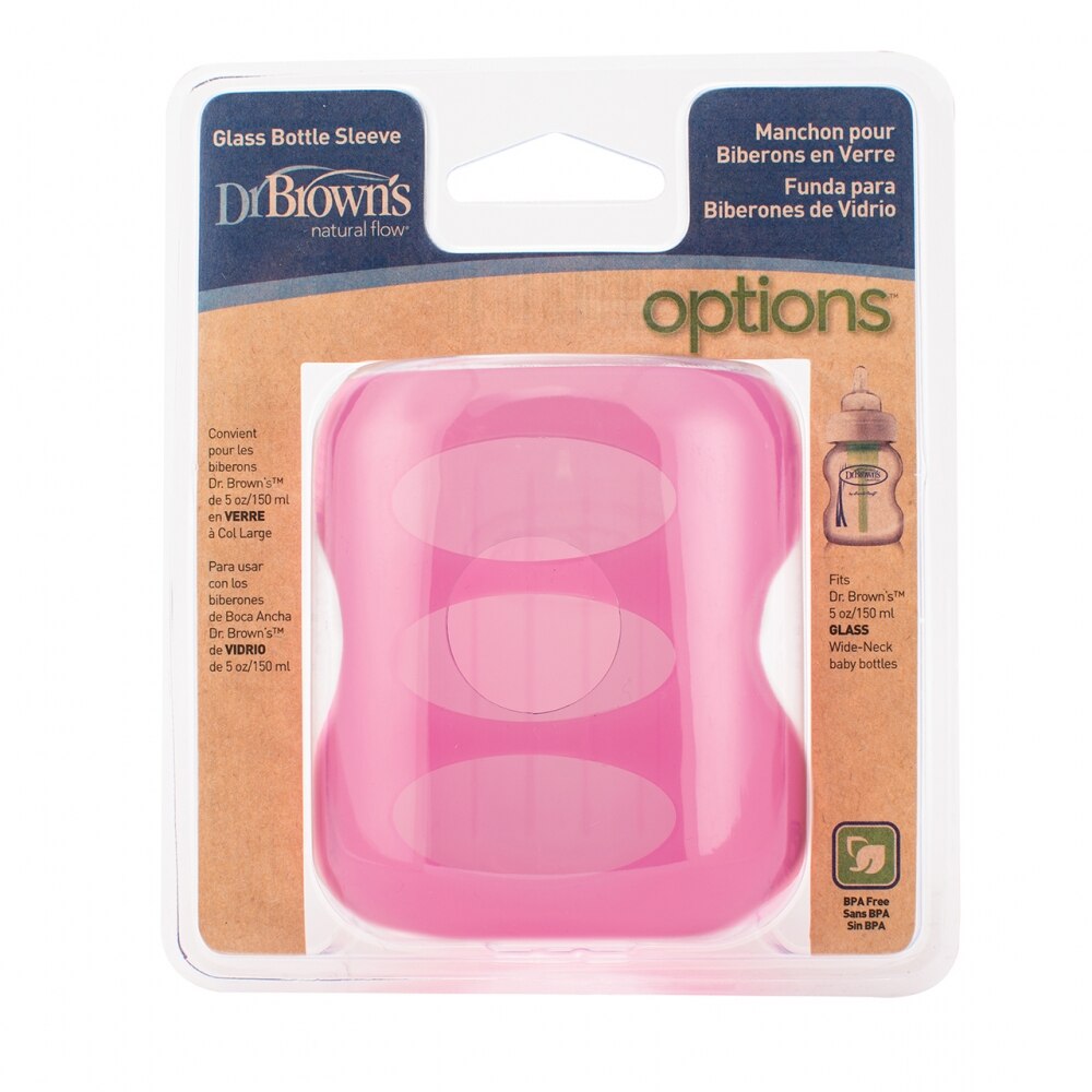 Protectie din silicon pentru biberoanele din sticla cu gat larg, Dr. Brown' s, 150 ml, roz