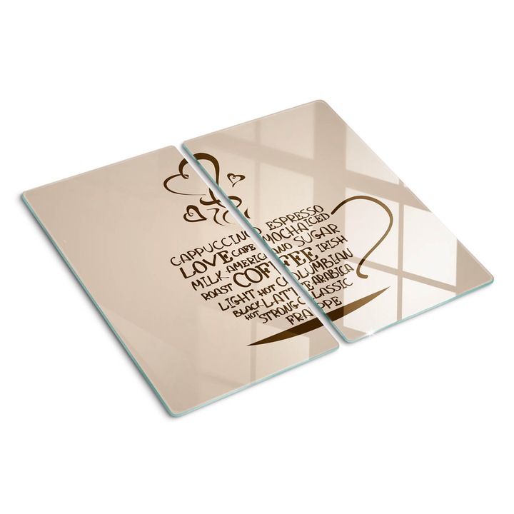 Edzett üveg vágódeszka, Tulup, Egy csésze kávé, Barna, 2x30x52 cm, 010010520010000008015