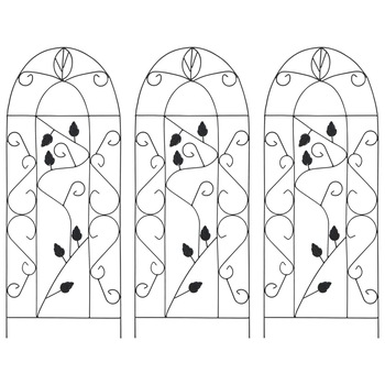 Set de 3 suporturi pentru plante cataratoare, vidaXL, Fier, 40 x 100 cm, Negru Set de 3 suporturi pentru plante cataratoare, vidaXL, Fier, 40 x 100 cm, Negru