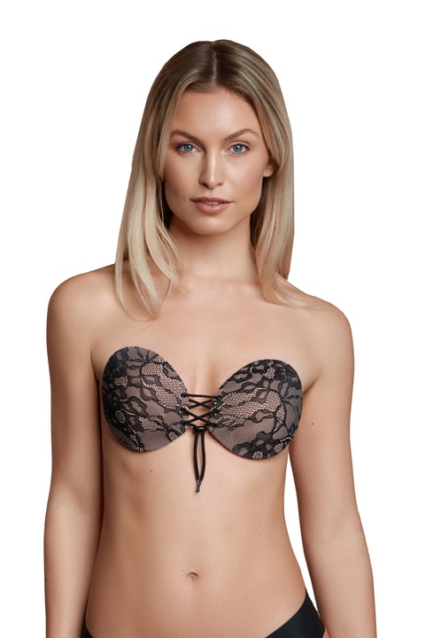 Sutien invizibil rotund push up cu snur, auto adeziv, fara bretele, Bye Bra, dantela