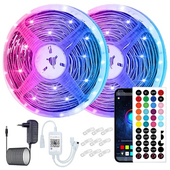 Kit Banda LED RGB YWX, 20 Metri, Bluetooth Controlul APP, cu Telecomanda IR 44 Taste, SMD 5050, 12V, Multicolor Kit Banda LED RGB YWX, 20 Metri, Bluetooth Controlul APP, cu Telecomanda IR 44 Taste, SMD 5050, 12V, Multicolor