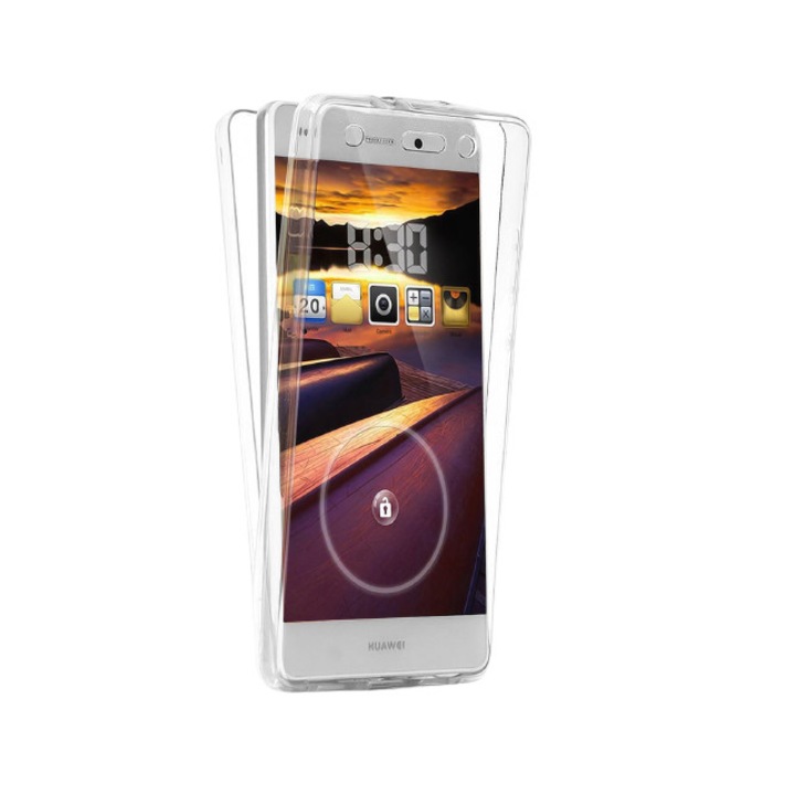 Husa de protectie 360° (fata si spate) ultra subtire Pentru Huawei P8 Lite, Din TPU, Transparent