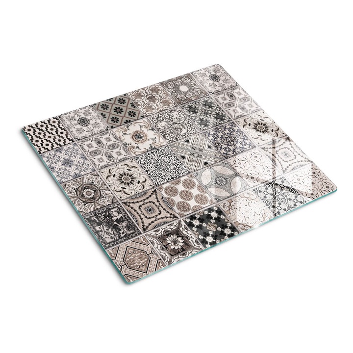 Стъклена дъска за рязане, Tulup, Керамични плочки, Бежово, 60x52 cm, 010010520040000007834