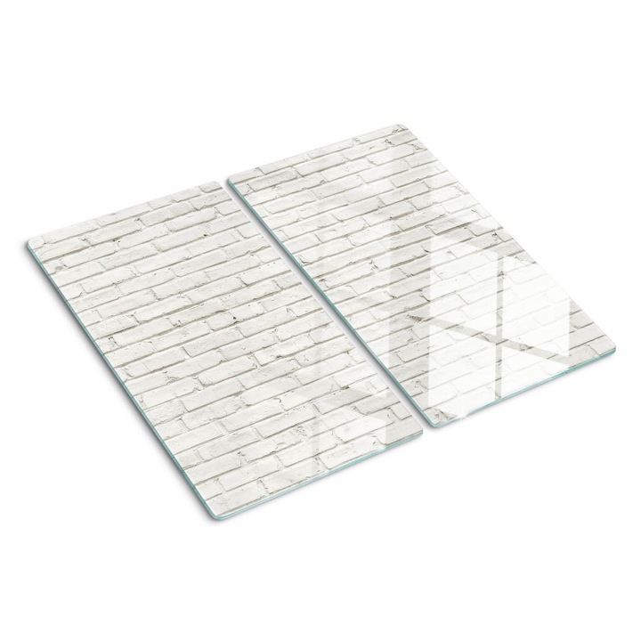 Стъклена дъска за рязане, Tulup, Тухлена стена, Бяло, 2x30x52 cm, 010010520010000006089