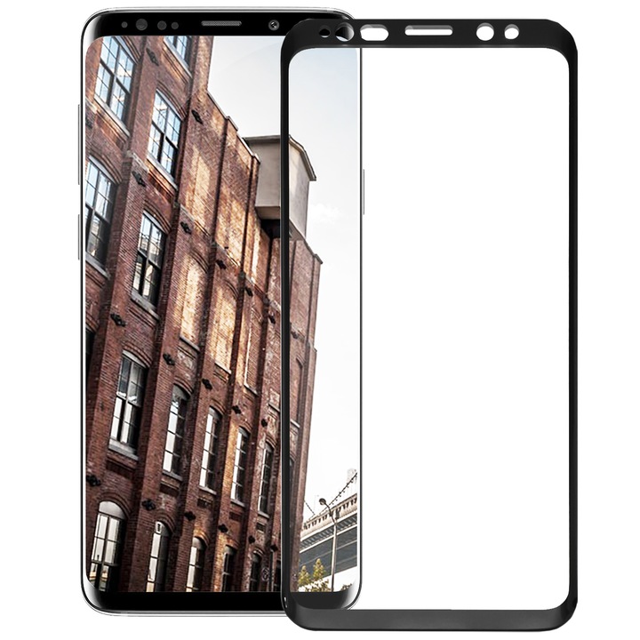 Протектор от закалено стъкло, 3D, Съвместим с Samsung Galaxy S9 Plus, Черен