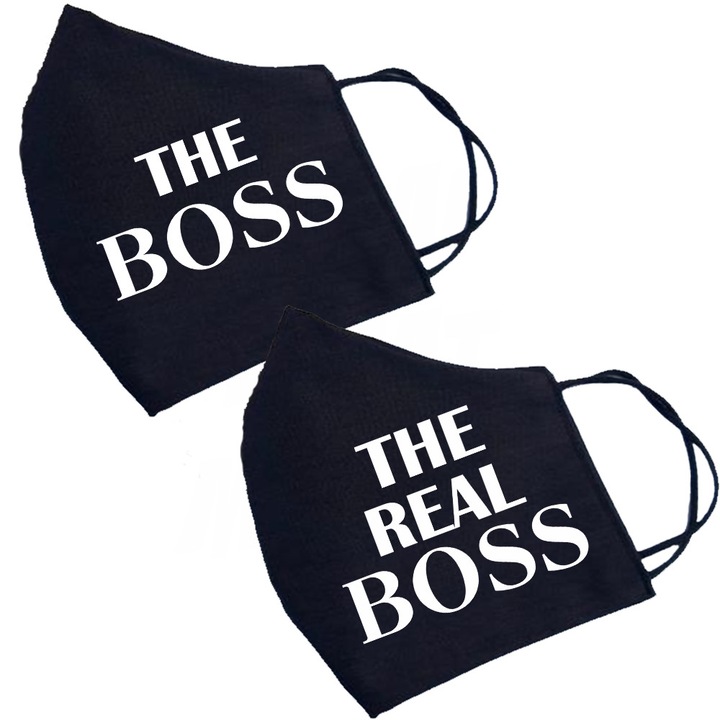 Комплект от 2 персонализирани памучни маски - "Истинският шеф"