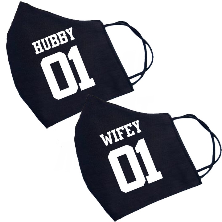 Комплект от 2 персонализирани памучни маски - "Съпруг и жена"