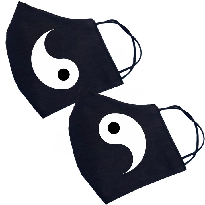 Комплект от 2 персонализирани памучни маски - "Ин и Ян"