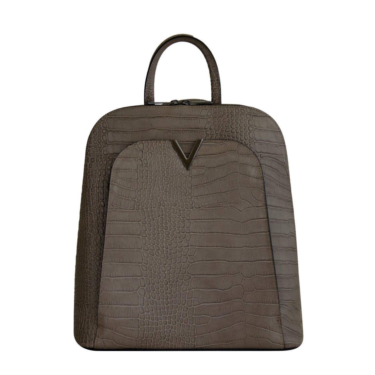 Rucsac de dama din piele naturala Eva Bags, Amalia croco taupe