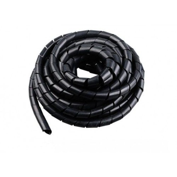 Organizator cabluri, spirala de matisat, cable management negru 10m diametru 20mm
