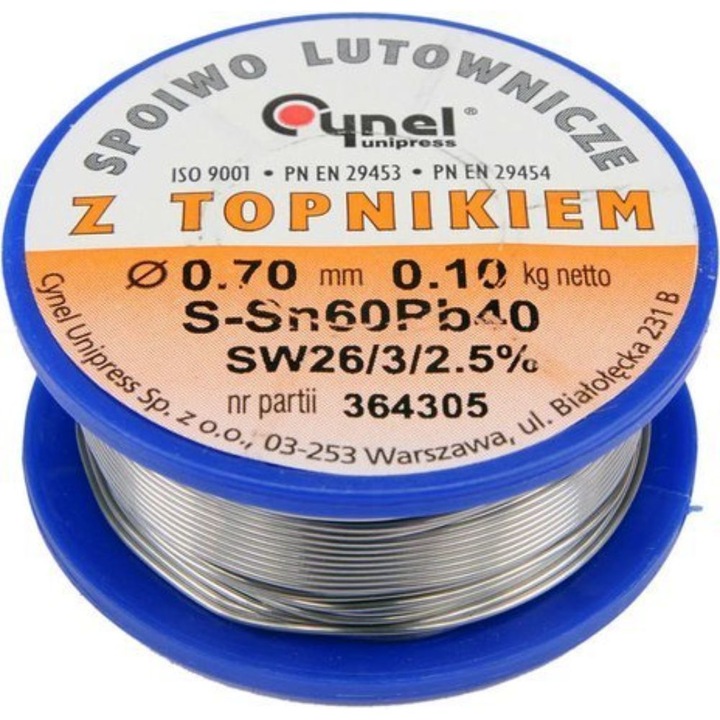 Припой с флюс Cynel, Ф 0.7 мм, 100 гр