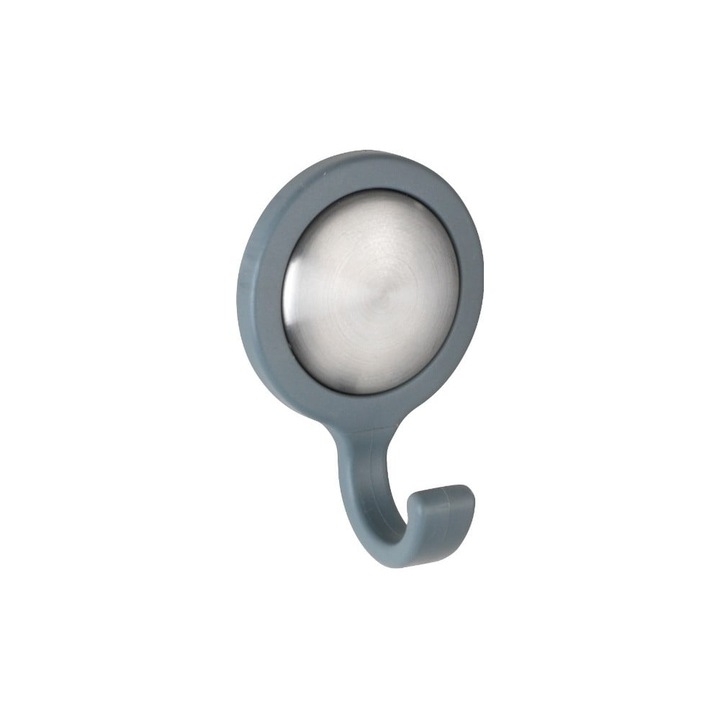 Set 2 cuiere pentru baie, prindere prin lipire, 6.5x4 cm, inox, gri antracit si argintiu, Wenko