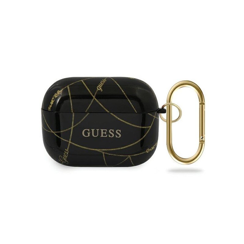 Husa Protectie Originala Guess Pentru Airpods Pro Colectia Gold Chain , negru - Guacaptpuchbk