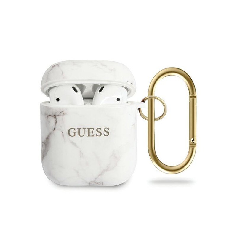 Husa Protectie Originala Guess Pentru Airpods 1/2 Colectia Marble , alb - Guaca2tpumawh