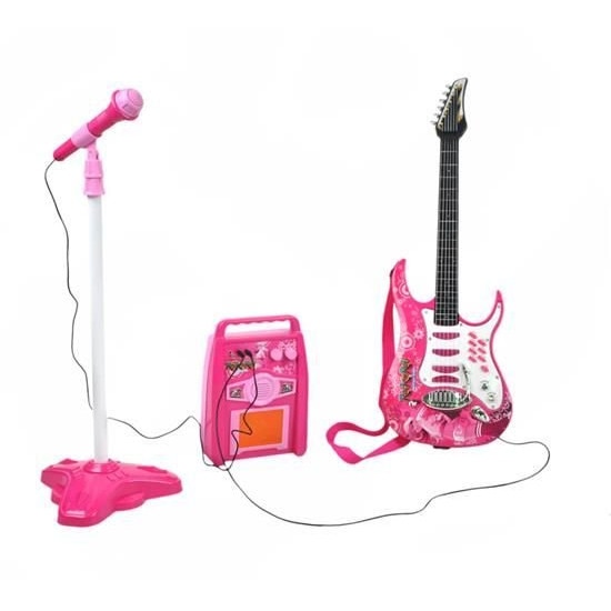 Set complet muzical pentru copii cu chitara electrica, microfon si eMAG.ro