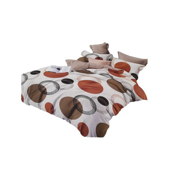 Lenjerie de pat 2 persoane, Pucioasa, bumbac satinat, 6 piese, multicolor