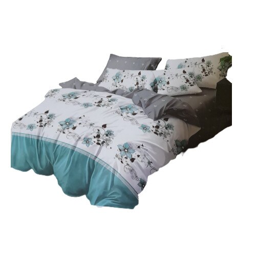 Lenjerie de pat 2 persoane, Pucioasa, bumbac finet, 6 piese, multicolor