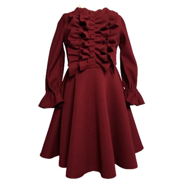 Rochita casual pentru fetite Corina, Jerseu, Grena