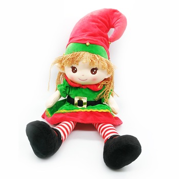 Papusa de plus Fetita Elf Craciun, 50 cm, care canta colinde limba romana Papusa de plus Fetita Elf Craciun, 50 cm, care canta colinde limba romana