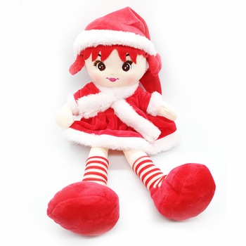 Papusa de plus Craciunita cu fular, 48 cm, care canta colinde limba romana Papusa de plus Craciunita cu fular, 48 cm, care canta colinde limba romana