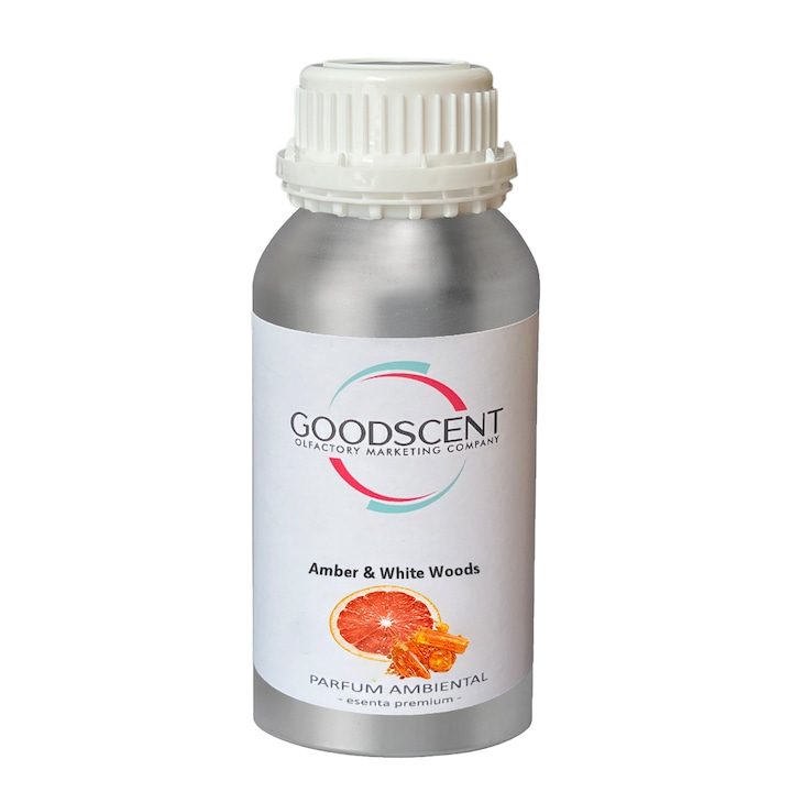 Esenta Premium Good Scent, 500 ml, aroma Amber & White Woods, pentru aparate / dispozitive / sisteme de parfumare prin atomizare / nebulizare