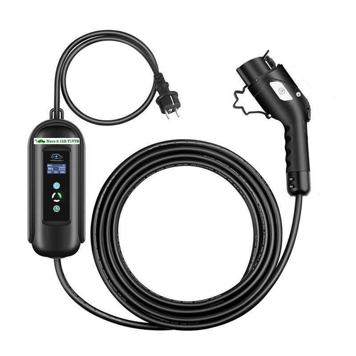 Incarcator portabil pentru masina electrica 3.7KW cu limitator de putere 8-16A TYPE 1, temporizare, cablu 5m si geanta