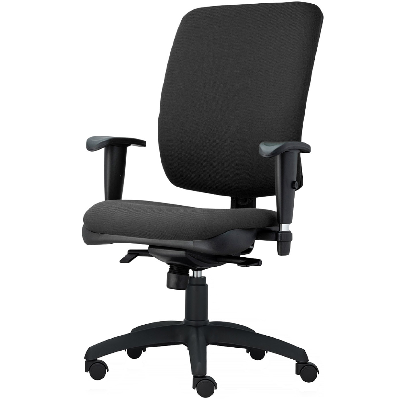 Scaun ergonomic de birou TRAFFIC CHAIRS PENTA, tapiterie sezut si spatar textil, NEGRU, spatar reglabil pe inaltime, brate reglabile cromate, mecanism multiblock